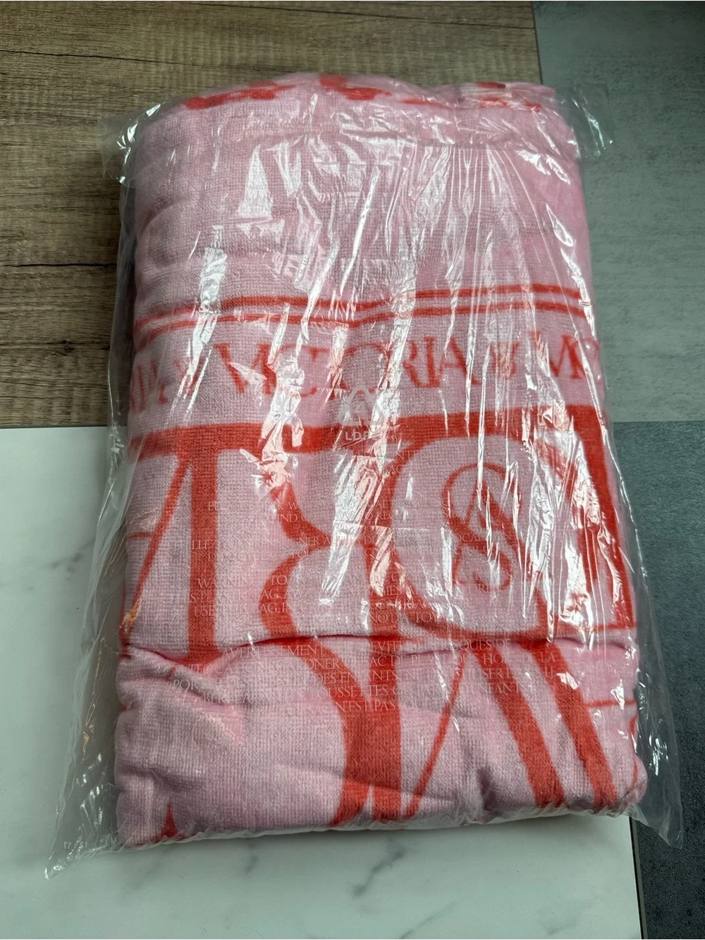 Victoria's Secret Red Logo Repeat Beach Towel